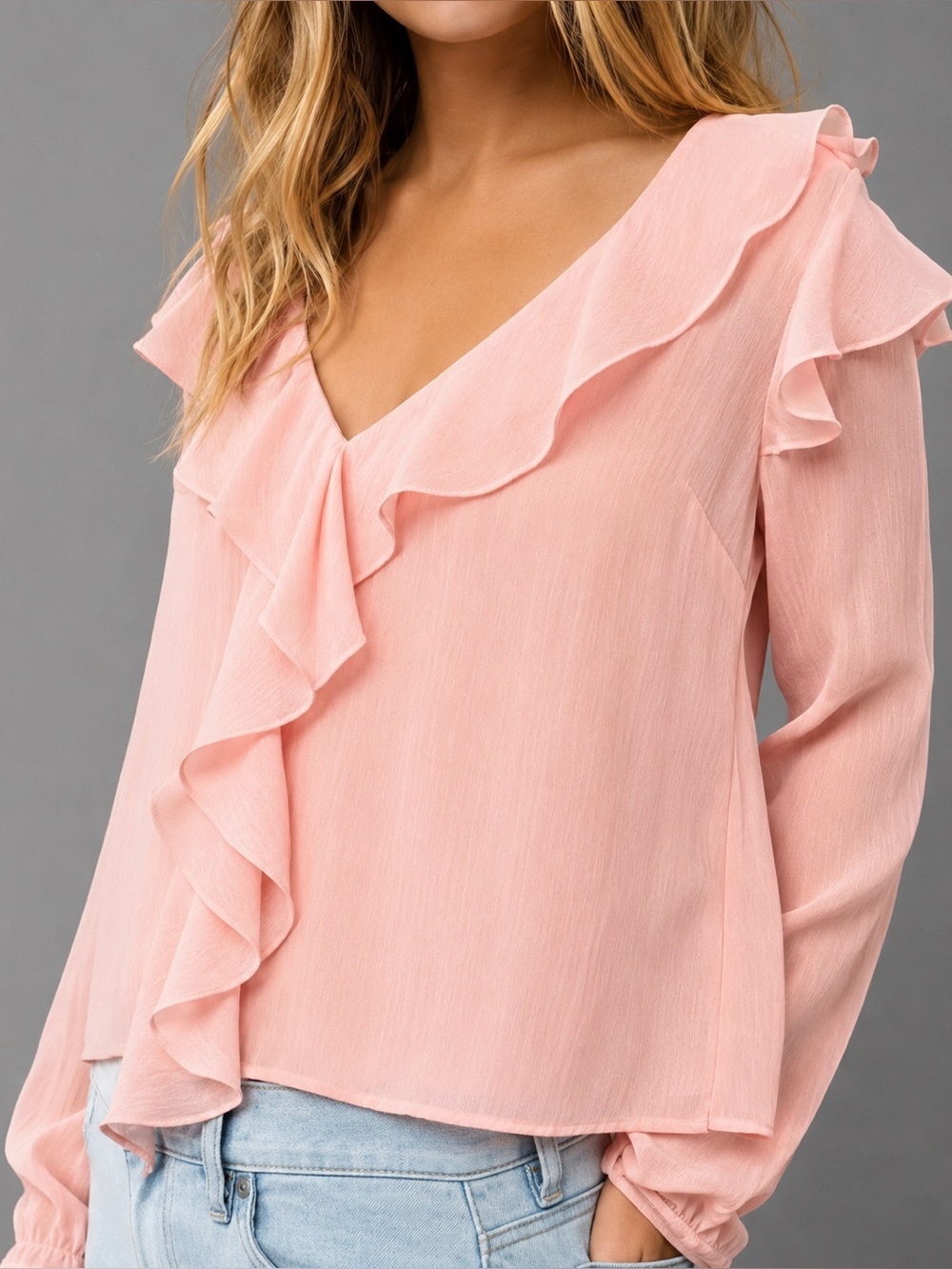 American Eagle NWT pink ruffle breezy top, large